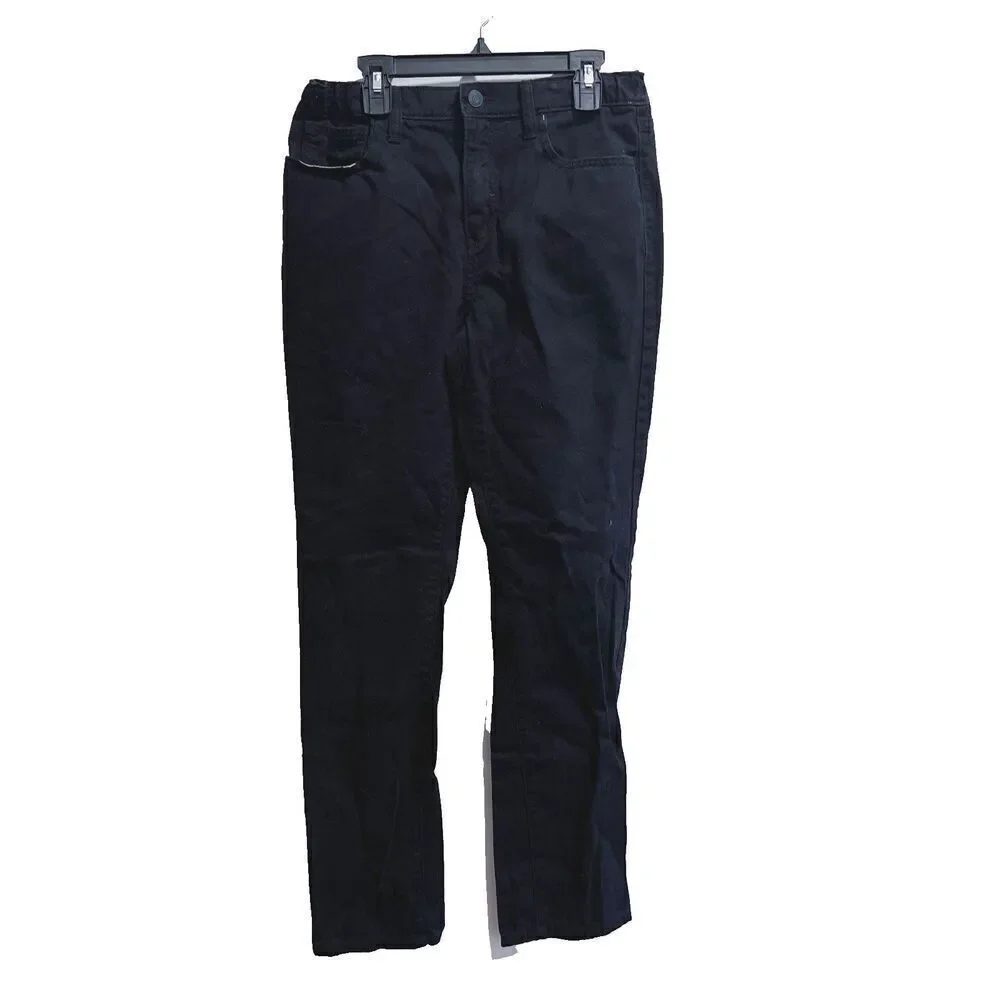 Old Navy Boys Black Pants Size 16 Ankle Skinny Straight Cotton Pockets Zip